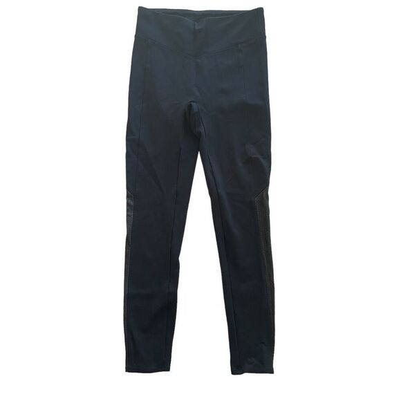 Spanx Black Full Length Leggings Women’s Size Medium Leather Mesh Panels Moto - Picture 1 of 5